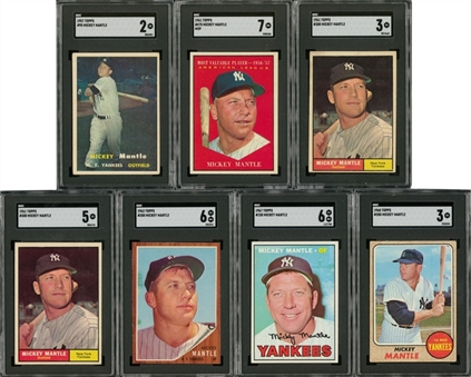 1957-1968 Topps Mickey Mantle SGC-Graded Collection (7)